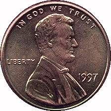 [top/head side of U. S. penny]