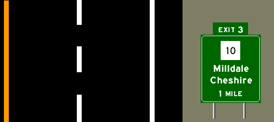 Route 10 Milldale / Cheshire 1 mile