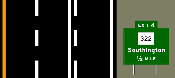 exit 4 Route 322 Southington 1/2 mile