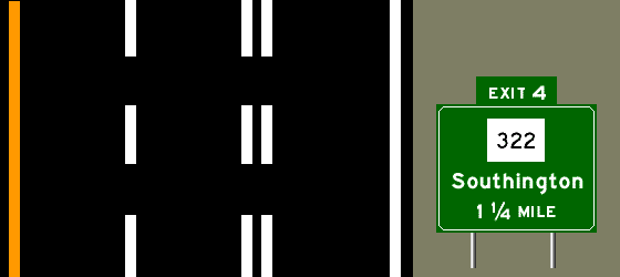 exit 4 Route 322 Soutington 1 1/4 mile