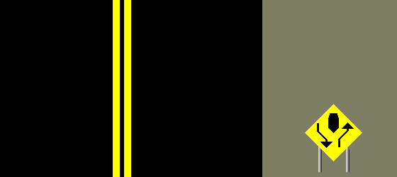 2 lane divider island ahead