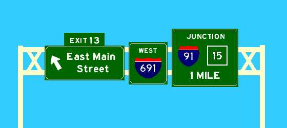exit 13, w691, junc 91/15