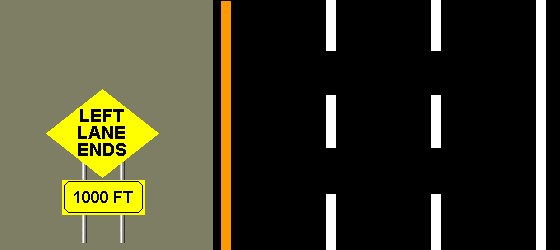 left lane ends 1000 feet