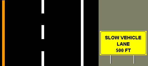 slow vehicle lane 500 ft