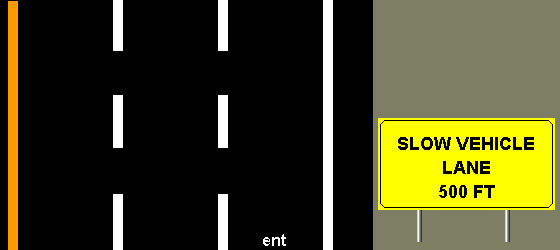 slow vehicle lane 500 feet
