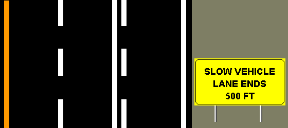 slow vehicle lane ends 500 ft