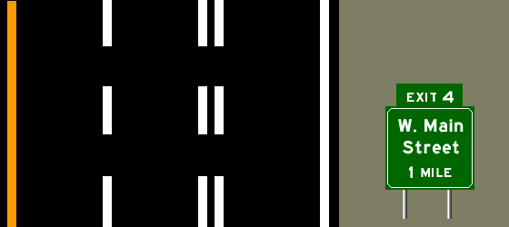 exit 4 east, West Main Street 1 mile