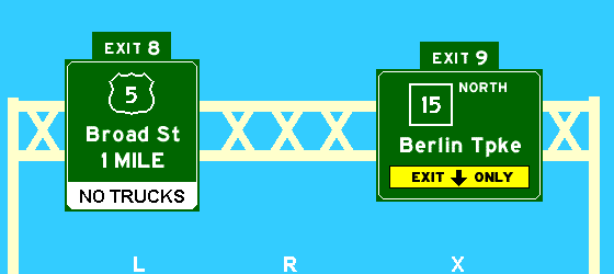Broad St 1 mile / exit 9 only
